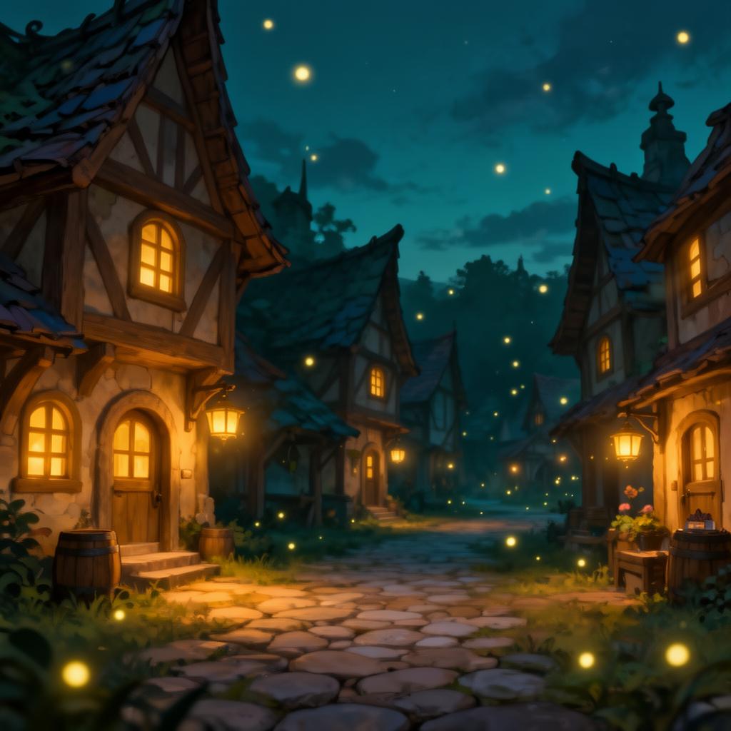 night medial street with lantern at night